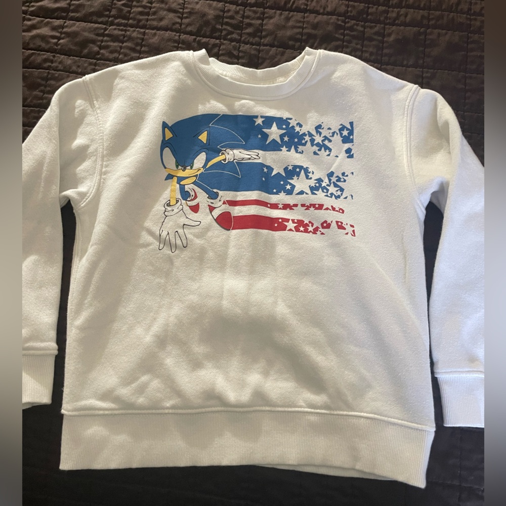 Old Navy White and Blue Graphic Sweatshirt